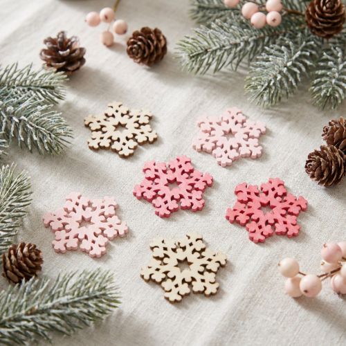 Mezcla de copos de nieve rosa, rosa, natural Ø2cm 144 piezas | Floristik24.es