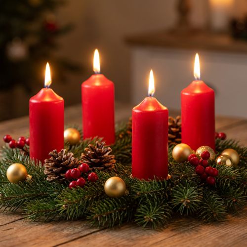 Velas piramidales rojas 24 piezas | Floristik24.es