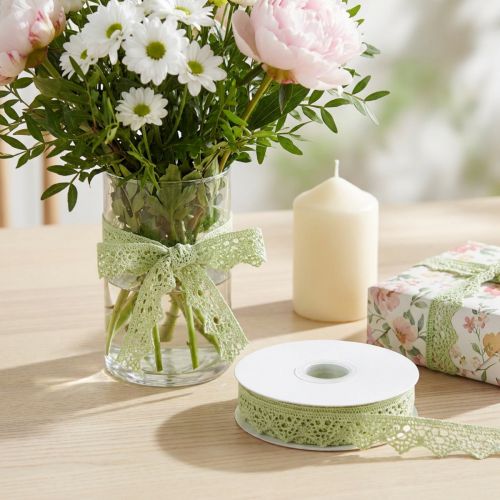 Cinta decorativa encaje verde 22mm 20m | Floristik24.es