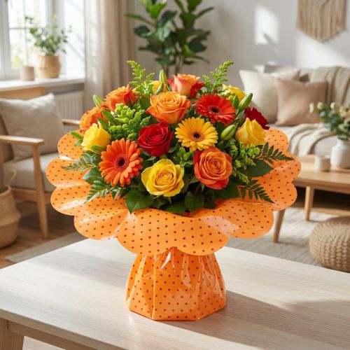 Brazalete de flores Rondella Dots con lunares Ø54cm 100 uds | Floristik24.es