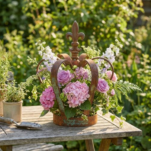 Corona decorativa vintage pátina decoración de metal Ø20cm H28cm | Floristik24.es
