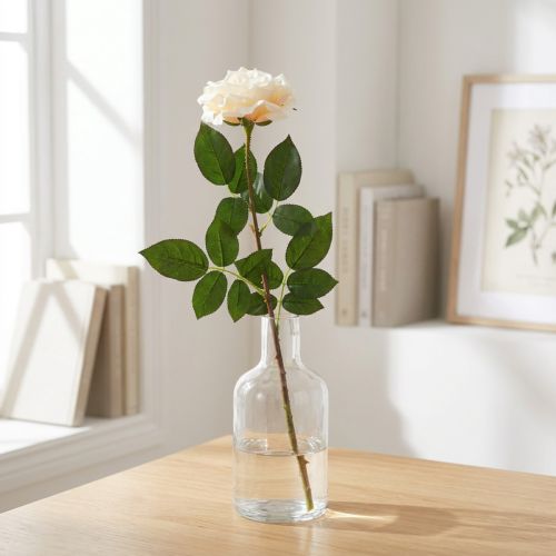 Rosa de albaricoque blanco cremoso, flor de seda, rosas artificiales L72cm Ø12cm | Floristik24.es