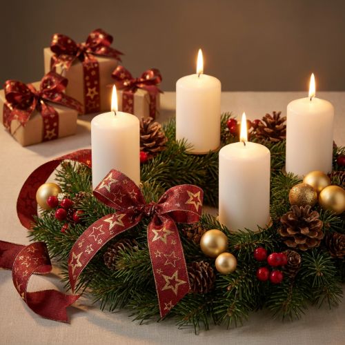 Cinta de estrella cinta decorativa Navidad oro rojo A25mm L15m | Floristik24.es
