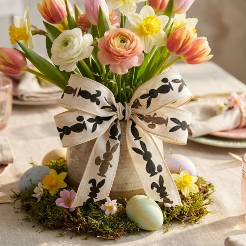 Cinta de regalo Cinta de Pascua con alambre 25mm 18m | Floristik24.es