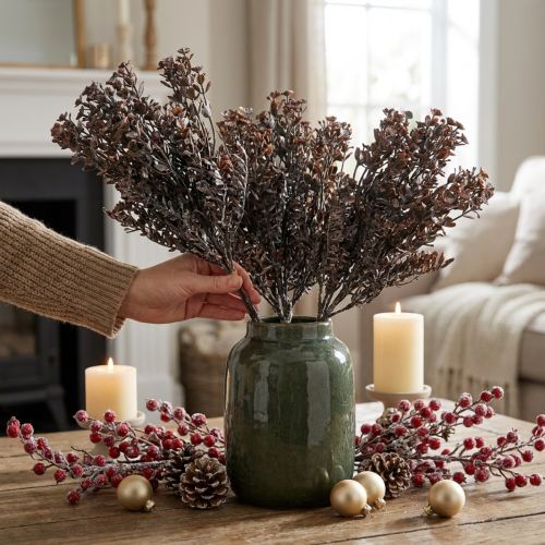 Plantas artificiales marrón decoración otoño decoración invierno Drylook 38cm 3 piezas | Floristik24.es