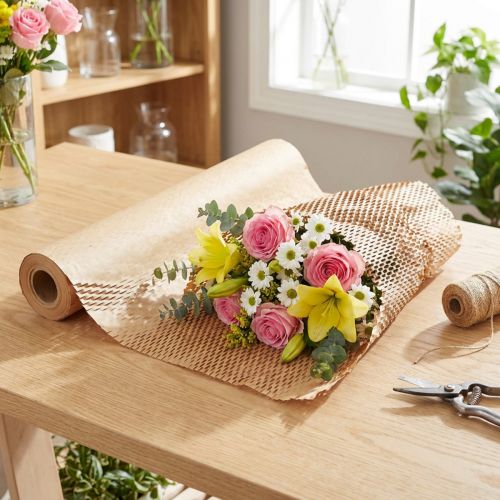Artículo Papel de nido de abeja papel de regalo marrón natural An. 50,5 cm L. 2500 cm
