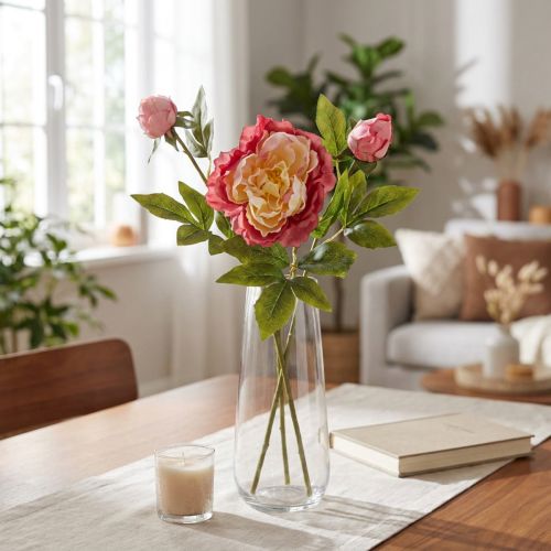 Peonías Flores De Seda Flores Artificiales Rosa Amarillo 68cm | Floristik24.es