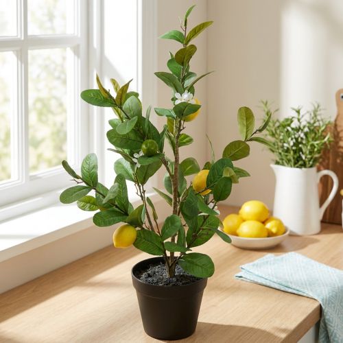 Limonero artificial en maceta, 65cm, planta decorativa, planta artificial | Floristik24.es