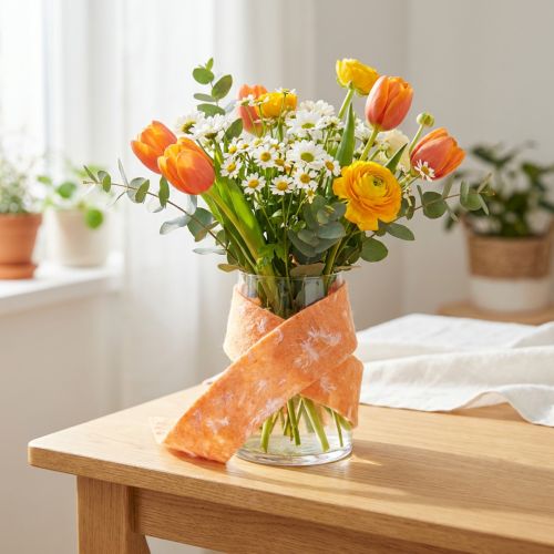 Cinta de fieltro cinta de lana tejido decorativo plumas naranja fieltro de lana 15cm 5m | Floristik24.es
