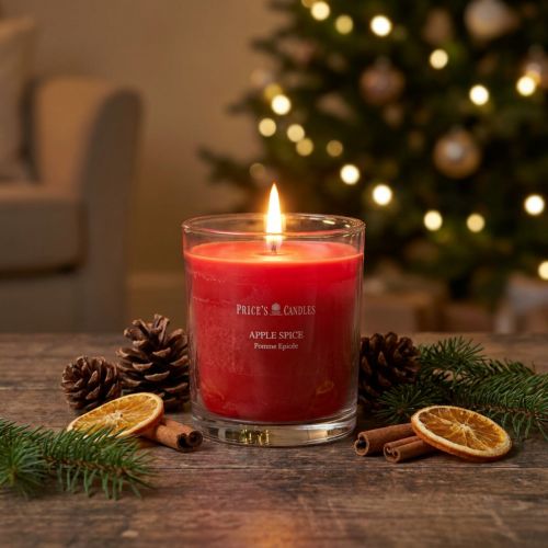 Vela perfumada en vaso vela perfumada Navidad Apple Spice Al.8cm | Floristik24.es