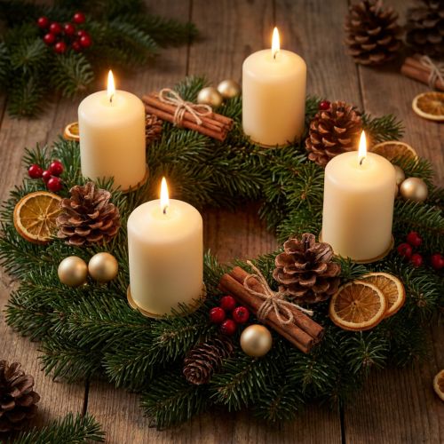 Velas de Adviento crema pequeñas 70/50mm 24 piezas | Floristik24.es