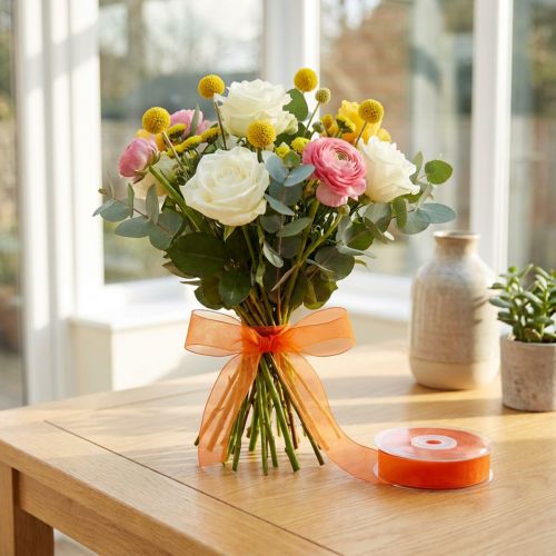 Cinta de organza cinta de regalo cinta naranja orillo 15mm 50m | Floristik24.es