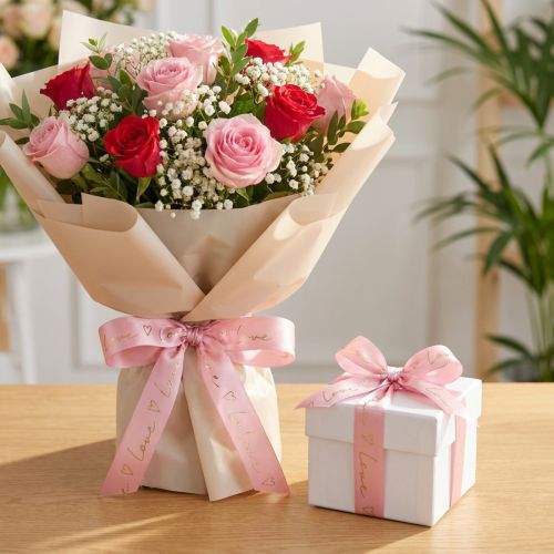 Cinta de regalo con corazones cinta decorativa oro rosa 15mm 15m | Floristik24.es