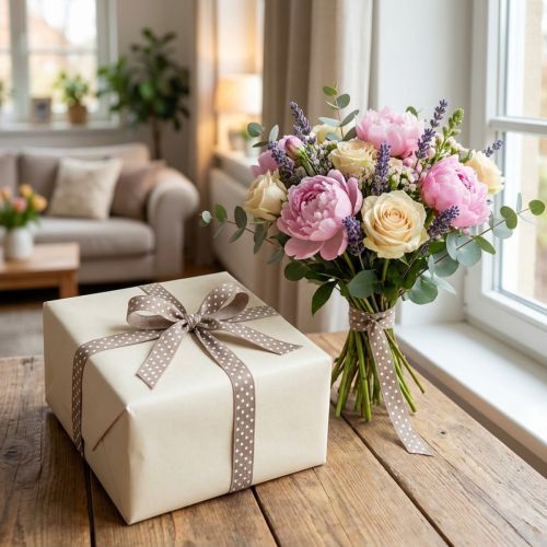 Cinta de regalo cinta de algodón punteada marrón 10mm 100m | Floristik24.es