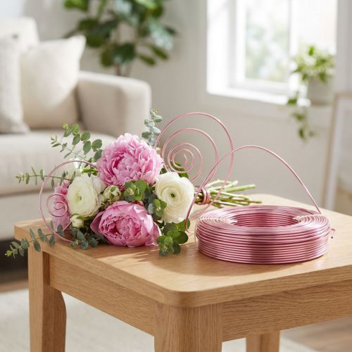 Alambre de aluminio Ø2mm 500g 60m en color rosa - Flexible, versátil para floristería, bricolaje y decoración | Floristik24.es