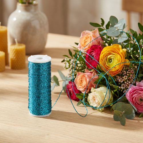 Alambre efecto caldo Ø0,30 mm 140 m turquesa, alambre decorativo, material para joyería artesanal | Floristik24.es