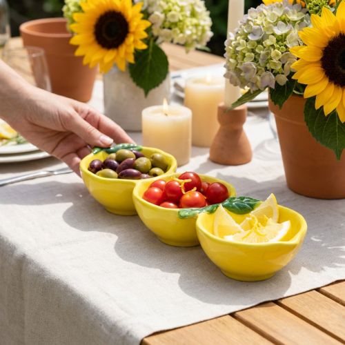 Cuencos de tapas decoración de mesa de limón de cerámica 28,5 cm Alt. 4 cm | Floristik24.es