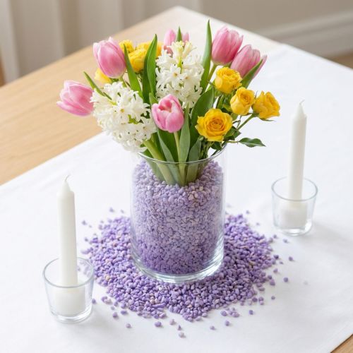 Artículo Granulado decorativo lila piedras decorativas violeta 2mm - 3mm 2kg