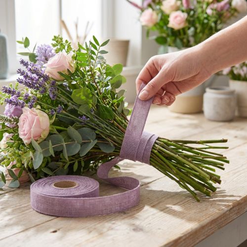Artículo Cinta decorativa cinta lino violeta natural 25mm 20m