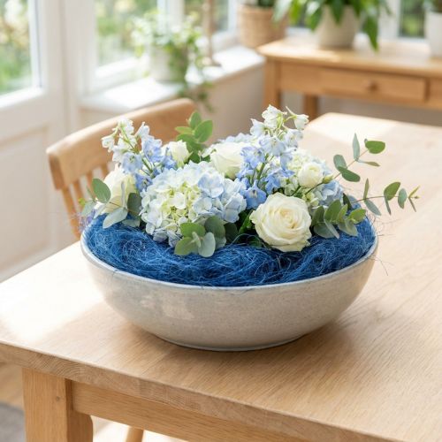 Algodón sisal, azul, fibras naturales, 300 g, embalaje de regalo, relleno, decoración | Floristik24.es