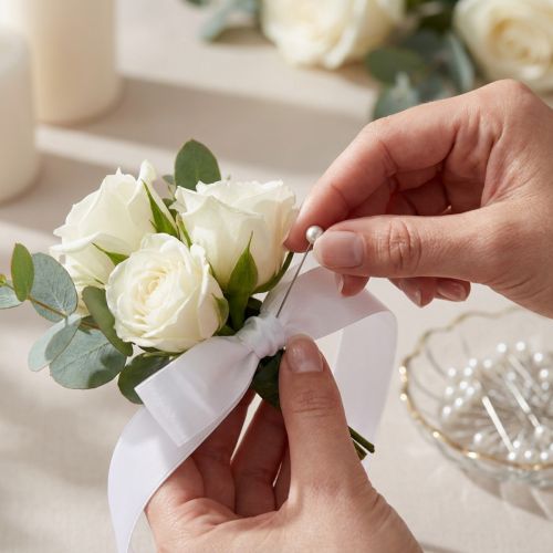 Alfileres con cabeza de perla Ø6mm 65mm Blancos | Floristik24.es