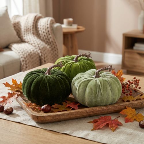 Artículo Calabaza decorativa otoño verde verde oscuro verde claro Ø18cm 3 uds