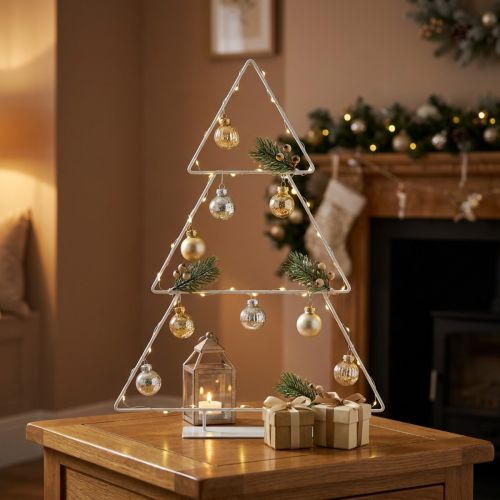 Árbol de Navidad de metal blanco para colocar y decorar 41cm | Floristik24.es
