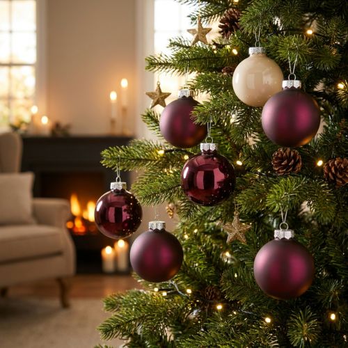 Bolas de árbol de Navidad de cristal Berry Mix Ø7,5cm 12 piezas | Floristik24.es