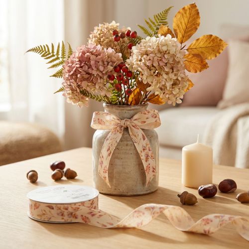 Cinta decorativa otoño cinta de tela decorativa beige rosa viejo 25mm 20m | Floristik24.es
