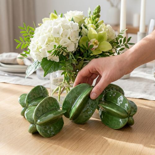 Decoración de cerámica de carambola de carambola de 10 cm, juego de 3 piezas verde | Floristik24.es