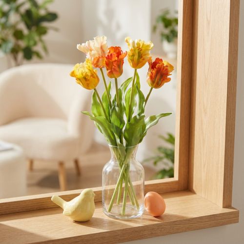 Tulipanes artificiales para una elegante decoración de salón y ocasiones primaverales, 53 cm | Floristik24.es