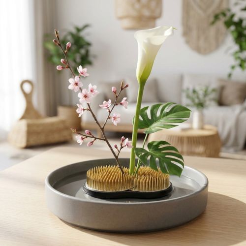 Erizo Kenzan Sol Luna Ikebana 110×65mm | Floristik24.es