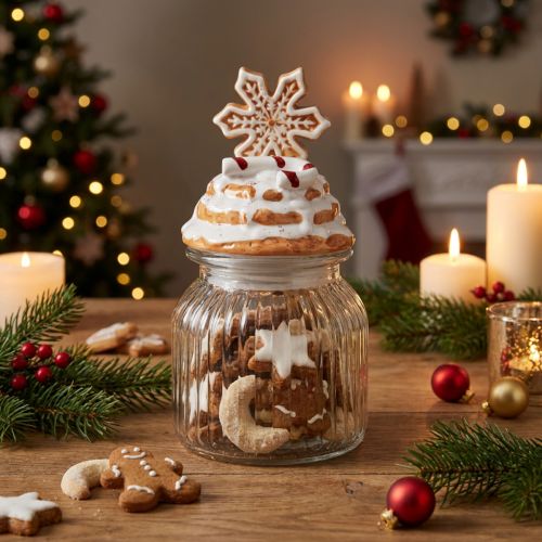 Tarro de dulces Tarro de galletas navideñas copo de nieve Al. 20 cm | Floristik24.es