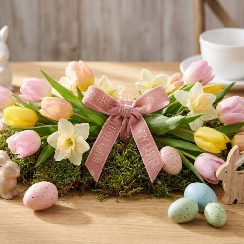Cinta de terciopelo Cinta decorativa Happy Easter rosa 15mm 5m | Floristik24.es