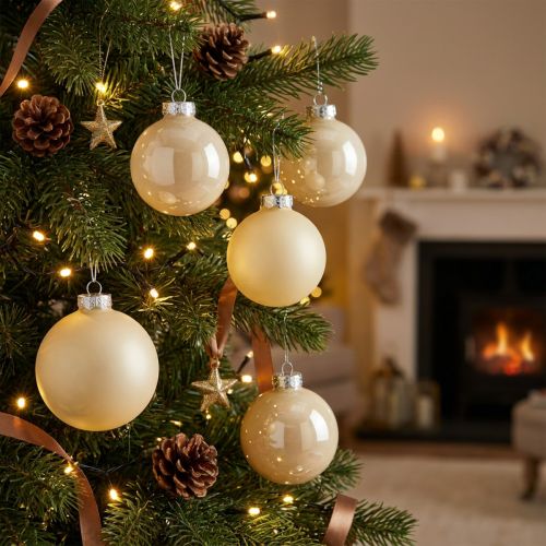 Bolas de árbol de Navidad bolas navideñas de cristal mezcla crema Ø6cm 24 piezas | Floristik24.es