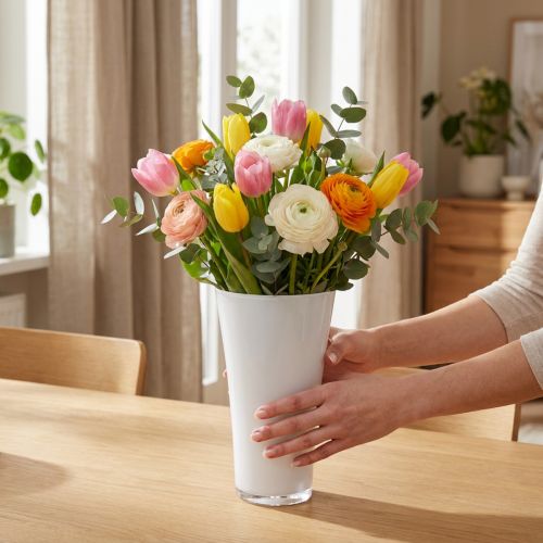 Jarrón “Fizzy” Ø16cm H27cm blanco, 1 ud | Floristik24.es