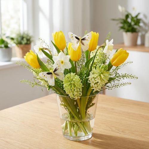 Mariposa decorativa en alambre amarillo 8cm 12pcs | Floristik24.es