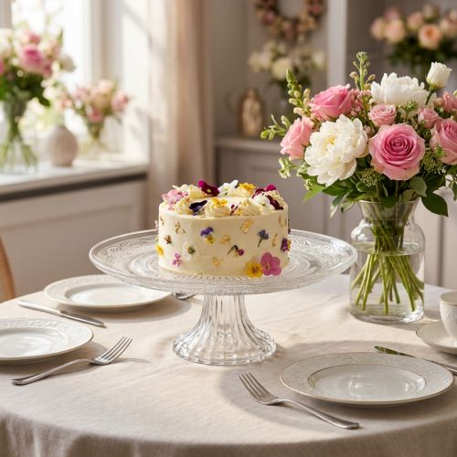 Artículo Plato de cristal clásico para tartas con pie - Elegante para cualquier celebración Ø 20cm