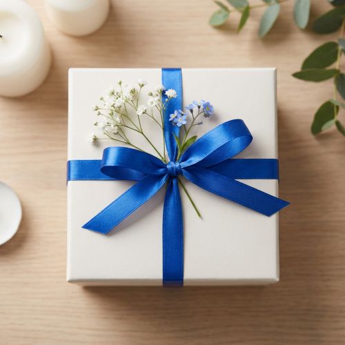 Cinta de regalo cinta de raso azul cinta de raso doble 3mm 50m | Floristik24.es