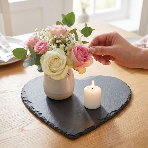 Plato de pizarra decorativo Corazón de pizarra 20cm 1 ud | Floristik24.es
