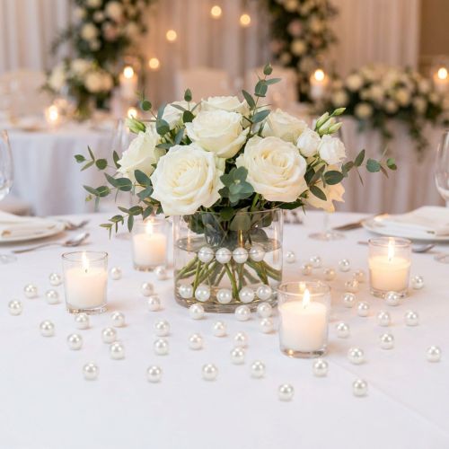 Cuentas decorativas blancas Ø10mm 115 piezas | Floristik24.es