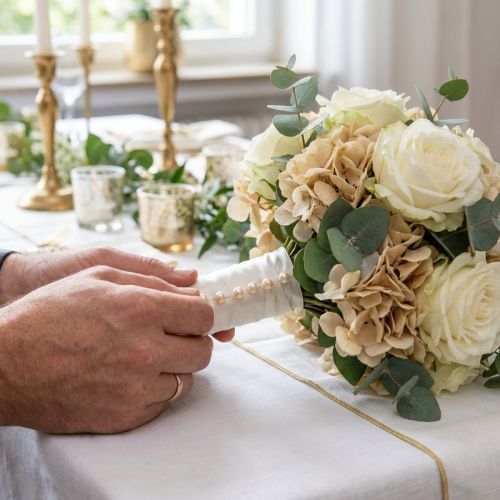 Alfileres cabeza perla champagne Ø20mm 90mm | Floristik24.es