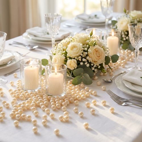 Perlas decorativas color champán Ø8 mm 250 unidades | Floristik24.es