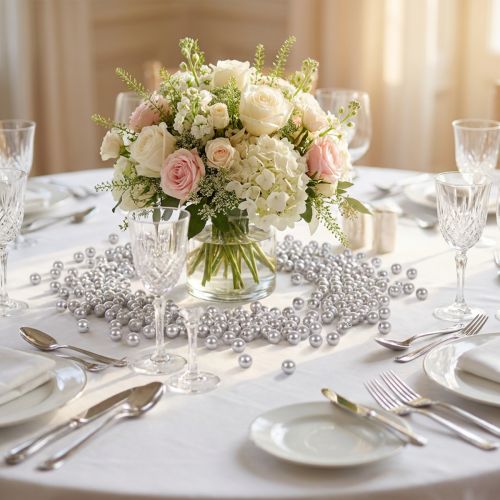 Cuentas decorativas de plata de Ø8 mm, 250 unidades | Floristik24.es
