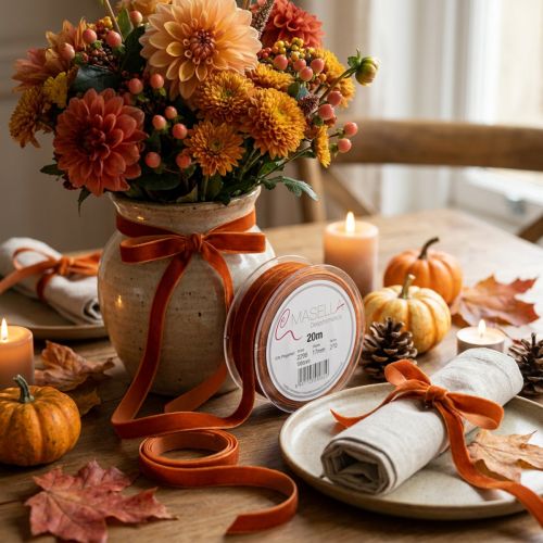 Cinta de terciopelo decorativa Naranja oscuro 10mm 20m | Floristik24.es