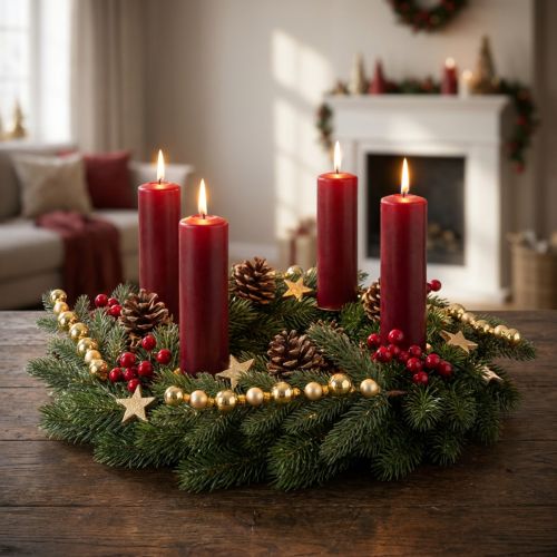 Artículo Rama de abeto artificial con mini adornos navideños dorados, 46 cm, 2 unidades.