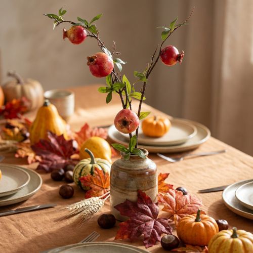 Artículo Rama artificial de granada como adorno frutal para mesa, 68 cm.