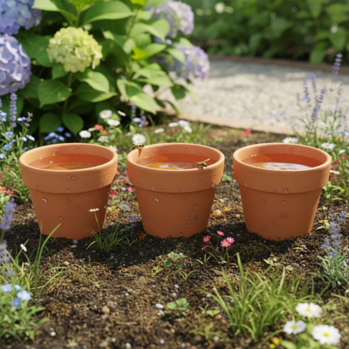 Artículo Depósito de agua Aquasafe con bebedero para insectos para jardín, balcón, terraza, 12 cm, 3 unidades