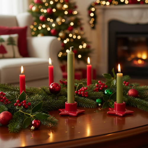 Artículo Portavelas con forma de estrella para velas cónicas, Adviento y Navidad, 8 cm, 2 unidades