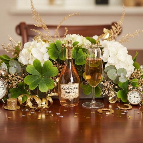 Artículo Juego de adornos para árbol de Navidad, copa de champán y botella de champán, decoración navideña, 14 cm, 2 piezas
